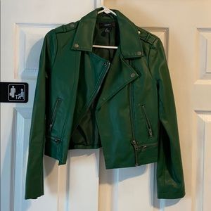 Green faux leather jacket